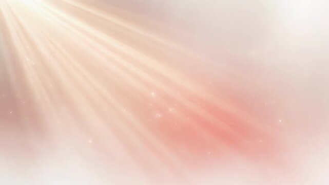 Soft rays of light shining through a misty, pastel pink and white background