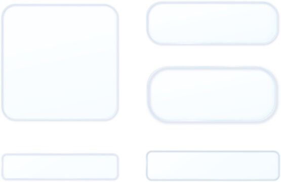 Blank white rounded rectangle button frame badge set realistic glossy border interface UI banner vector illustration