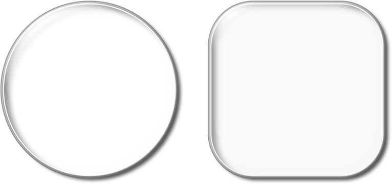Blank white rounded rectangle button frame badge set realistic glossy border interface UI banner vector illustration