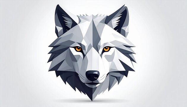 Geometric Low Poly Wolf Head Illustration Design.
