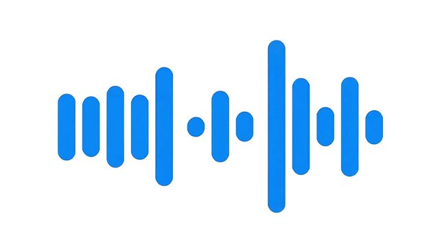 a blue abstract audio waveform animation moving in sync with music on a clean white background