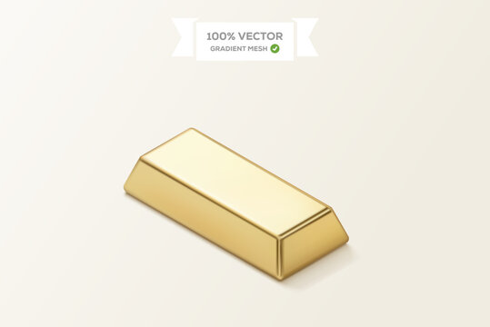 Isometric gold bar 3D wireframe vector model with simple mesh grid