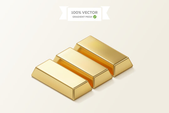 Minimalist gold bullion 3D mesh line art isolated on white