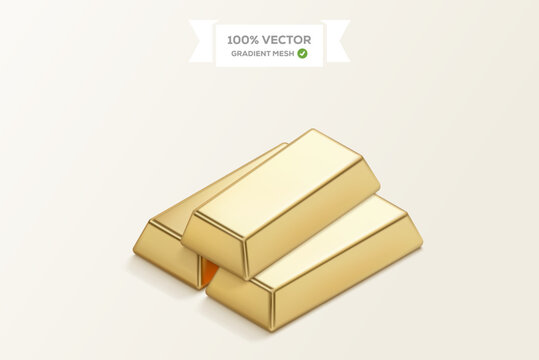 Gold bars 3D wireframe vector model with simple mesh grid