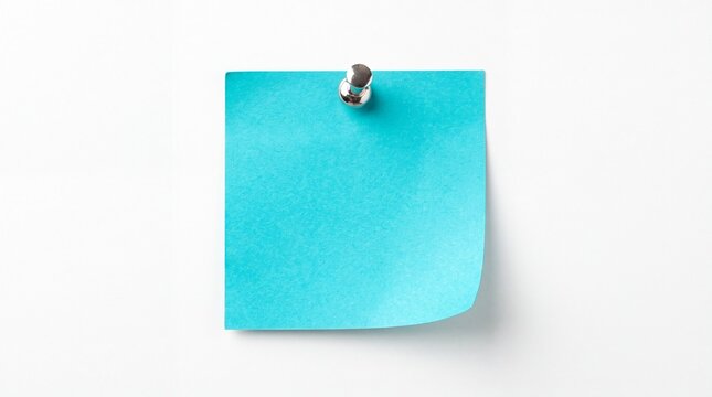 Blue sticky note attached with a metal push pin