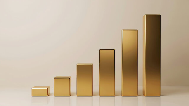 Minimalist golden bar graph visualizing business growth and success