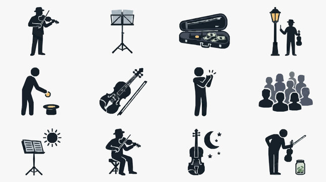 Cultural Musician Scenes and Instruments.