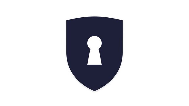 Animated shield icon with keyhole and metallic shine effect