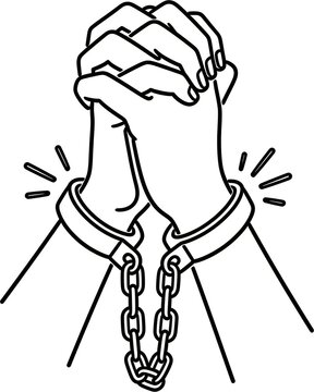 International day for the remembrance of the slave trade and its abolition concept with broken chains and praying hands