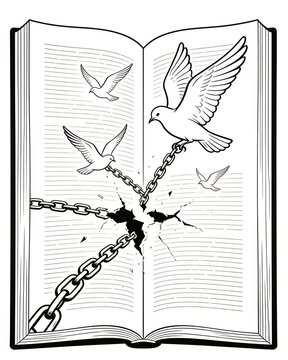International day for the remembrance of the slave trade and its abolition concept with flying dove breaking chains