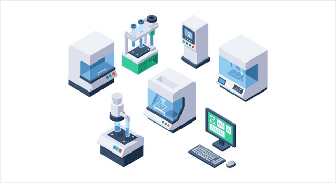 Isometric 3D Printers and Technology Devices Collection.