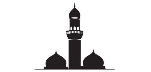Detailed Mosque Minaret and Domes Silhouette Vector Icon for Islamic Design Projects vector illustrator eps10 © Nazmin