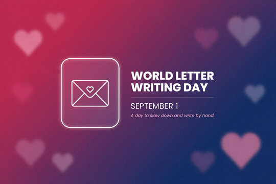 World letter writing day september first abstract background with heart envelope icon envelope communication september gradient background abstract romantic