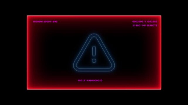 Cyber hacked warning alert with neon glowing digital interface and rapidly changing ip address data streams for cybersecurity breach notifications, network security threats, response, forensics, 