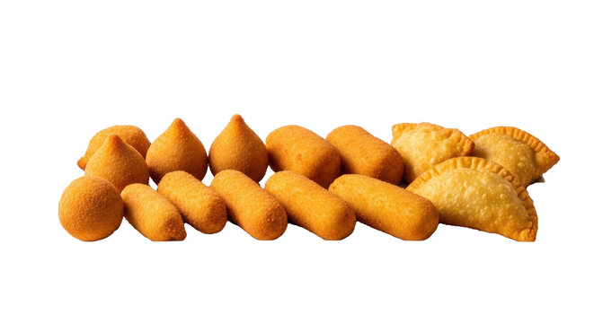 Gourmet golden-brown crispy fried savory appetizers of various shapes on a transparent platter against a bright studio background, high-key lighting, overhead shot, Concept for gourmet food