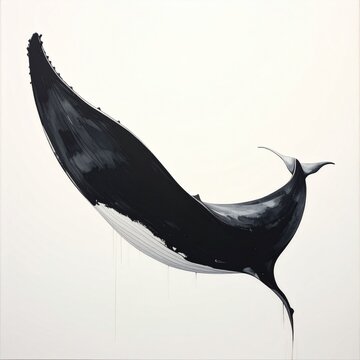 Black and white whale tail in mid air.