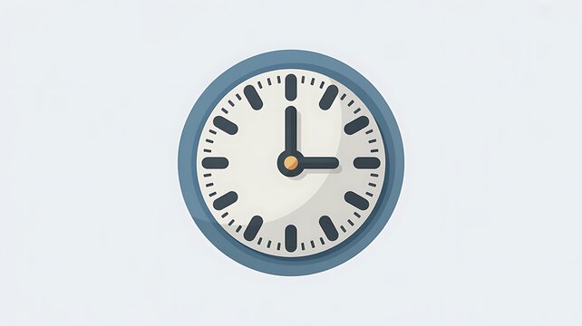 Antique wall clock with black numbers and a white face, isolated on white, marking the time