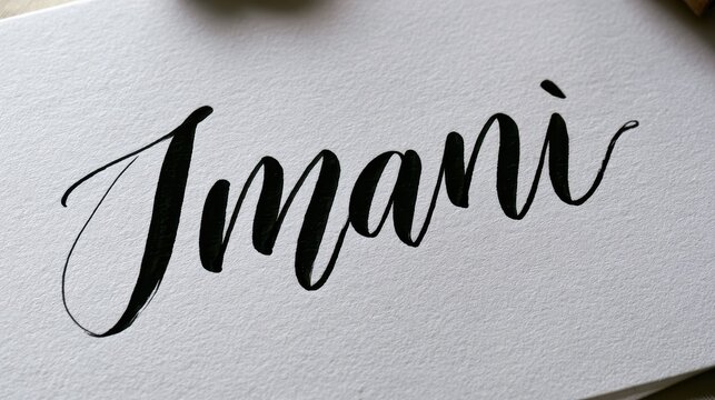 Imani in modern brush script on a pristine white background