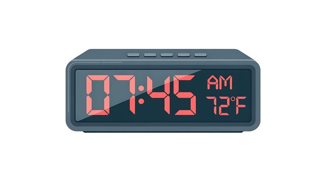 Photo-realistic image of a modern black digital alarm clock displaying 10:30 AM, representing time, technology, and punctuality.