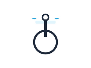 Minimalist icon of a unicycle with a thin frame and stylized wheel design © Perfople