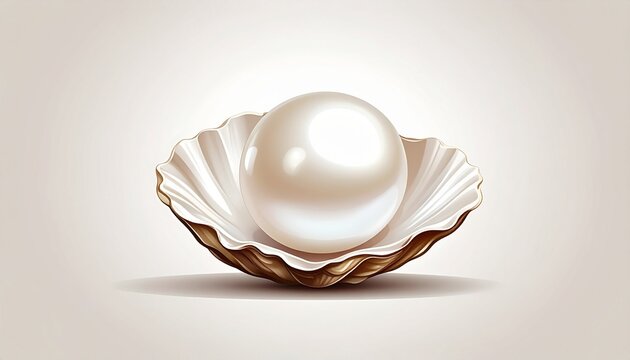 Lustrous Pearl Resting in Open Oyster Shell.