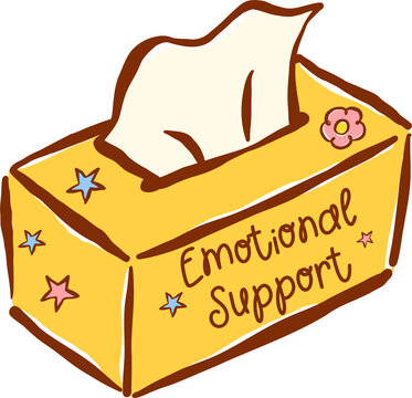 Emotional Support Tissues Box Cartoon Hand Drawn