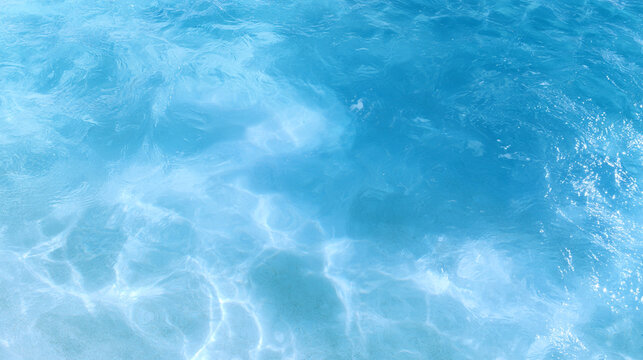 Clean Crystal Blue Ocean Water Ripples Overhead View Abstract Background