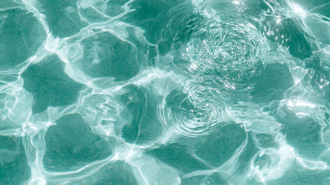 Top view seamless abstract background of deep light teal ocean water ripples
