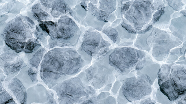 Top View Abstract Clear Light Blue Pool Water Caustics Refraction Surface Background
