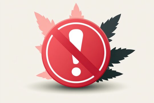 Label-Ready Delta-8 Warning Graphic: Bold Red Badge with Exclamation and Leaf Motif