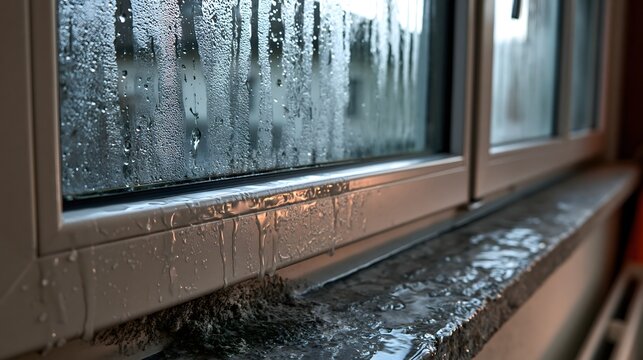 Kondenswasser und beginnender Schimmel an einem Wohnungsfenster