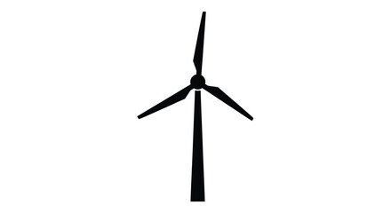 Wind Turbine Silhouette Against A White Background © Tamim