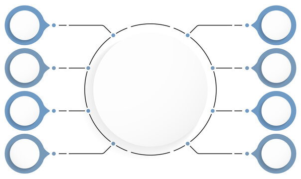 Infographic template with a central circle connected to eight options