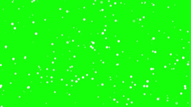 Abstract white particles falling and moving slowly, subtle animation on vibrant green screen background, chroma key compositing, graphic resource video for overlays