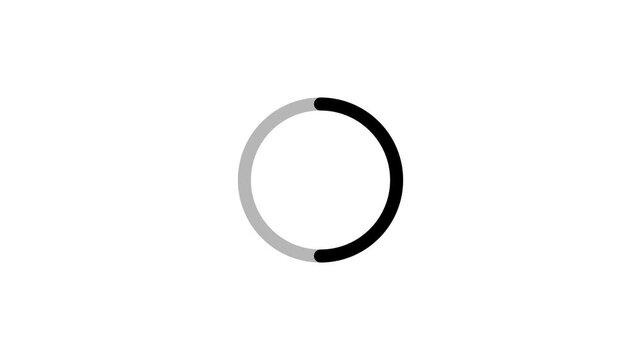 Animated loading spinning load wheel. Waiting for download. Black circle on a white isolated background.