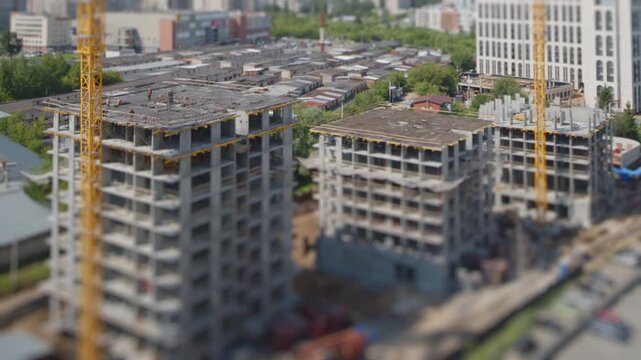 Construction timelapse of the living building in the city