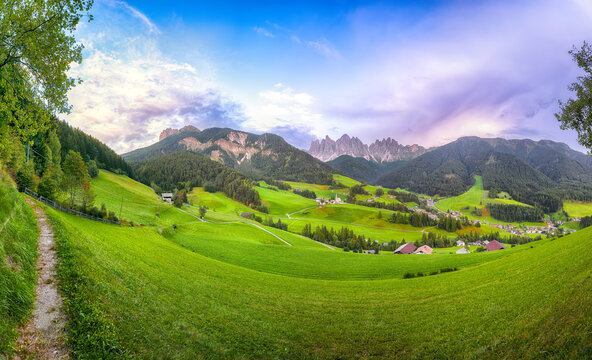 Gorgeous scene of magnificent Santa Maddalena village in Dolomites.