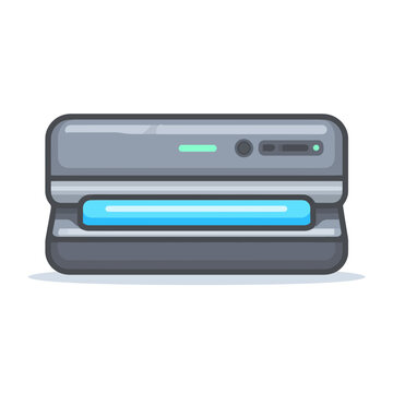 Gray vacuum sealer appliance with blue light