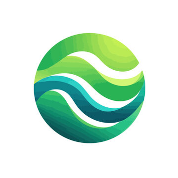 Green and Teal Abstract Wave Icon