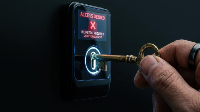 Access denied key lock cyber security workforce automation skills gap biometric system unauthorized input