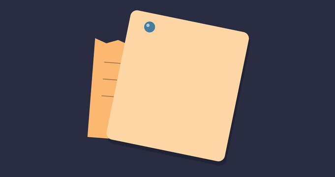 Torn paper note with a corner folded over in flat vector style