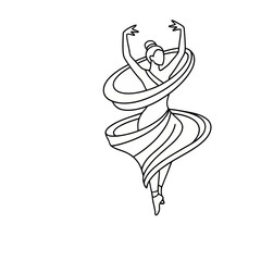 Obraz premium Ballet Dancer Silhouette with Flowing Fabric