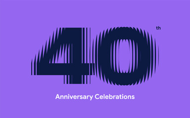 Naklejka na ściany i meble Logo design for the 40th anniversary with a ribbed glass visual effect for the celebration event. Emblem with the number 40.
