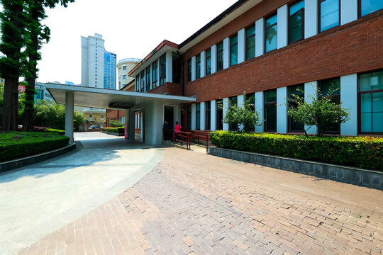 A teaching building of a university in China, Asia.