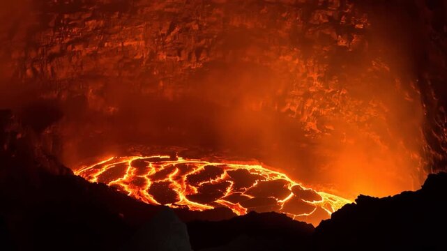 Erta Ale volcano Danakil Depression Ethiopia, eruption.