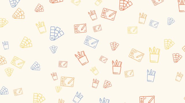 Graphic design tools pattern on cream background