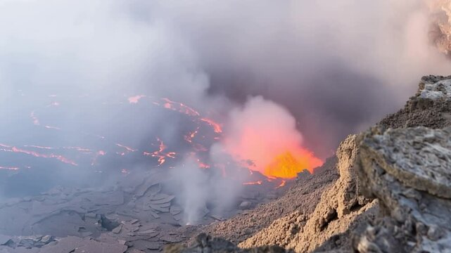 Erta Ale volcano Danakil Depression Ethiopia, eruption.