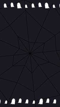 Cute Halloween Ghosts on Black Spider Web Vertical Background Loop