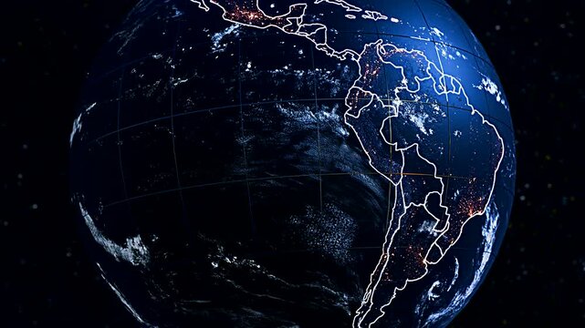 3D Planet Earth Flyover Revealing Bolivia and South America Territorial Borders Widescreen
