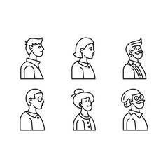 Fototapeta premium people side view character avatar icons set